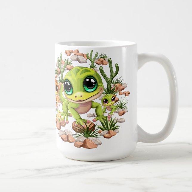 Baby Geckos Cute Tecknade figurer Kaffemugg (Höger)
