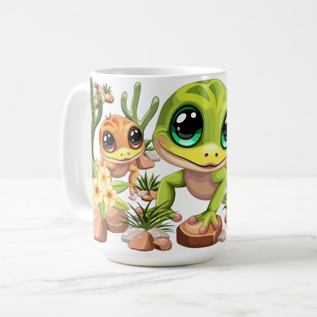 Baby Geckos Cute Tecknade figurer Kaffemugg (Framsida vänster)
