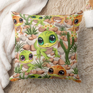 Baby Geckos Cute Tecknade figurer Kudde