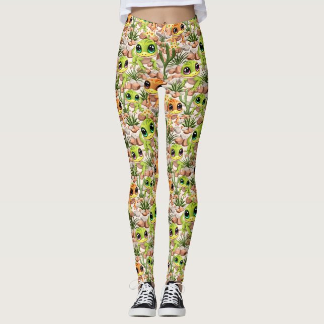 Baby Geckos Cute Tecknade figurer Leggings (Framsida)