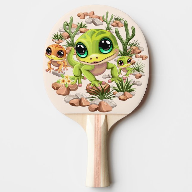 Baby Geckos Cute Tecknade figurer Pingisracket (Framsidan)