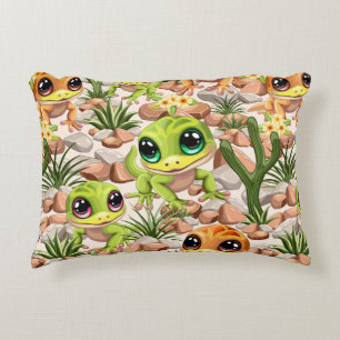 Baby Geckos Cute Tecknade figurer Prydnadskudde