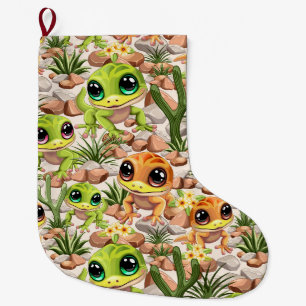 Baby Geckos Cute Tecknade figurer Stor Julstrumpa