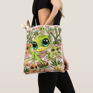 Baby Geckos Cute Tecknade figurer Tygkasse