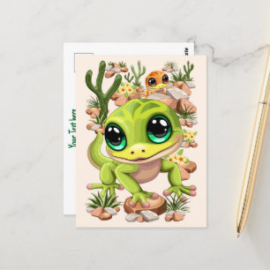 Baby Geckos Cute Tecknade figurer Vykort