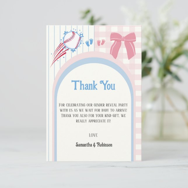 Baby gender avslöjar Basebullar eller Bows Tack Kort (Stående Fram)