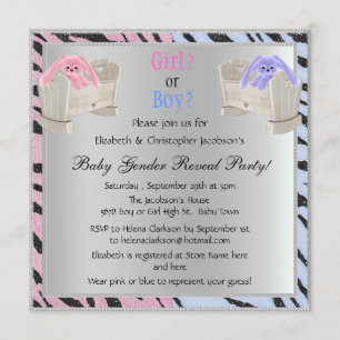 Baby Gender Reveal Animal Print, Bunnies & Cribs Inbjudningar