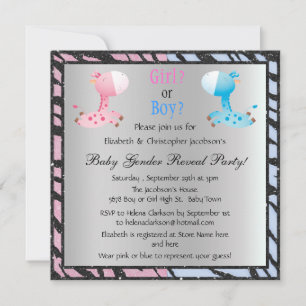 Baby Gender Reveal Animal Print & Giraffes Inbjudningar
