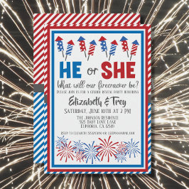 Baby Gender Reveal - brandsläckare 4 juli Inbjudningar