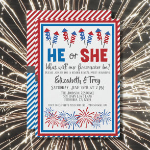 Baby Gender Reveal - brandsläckare 4 juli Inbjudningar