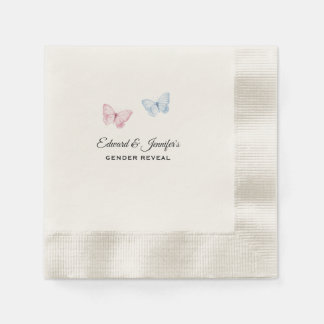 Baby Gender Reveal Butterflies 7-in Pappersservett