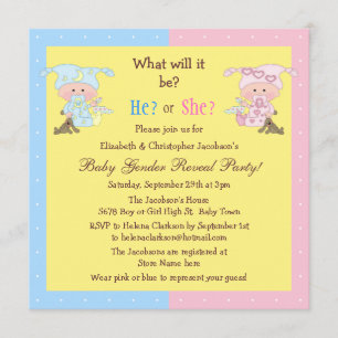 Baby Gender Reveal Cute Spädbarn & Bunnies Inbjudningar