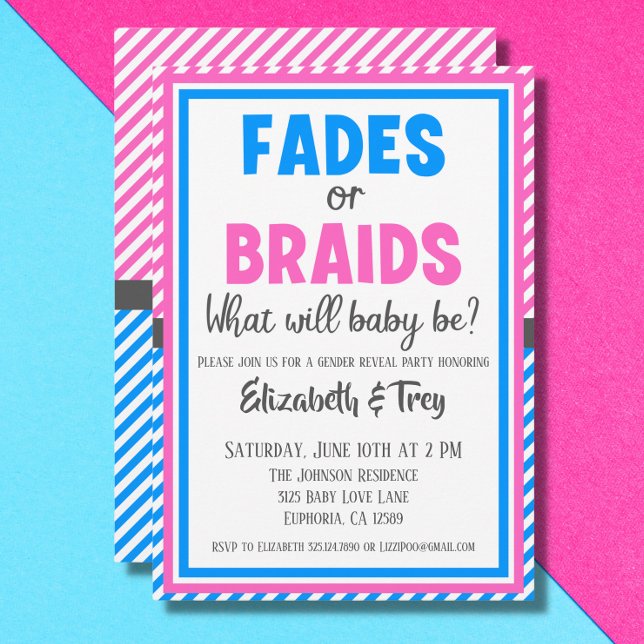 Baby Gender Reveal - Fader eller Braids Inbjudningar (Skapare uppladdad)