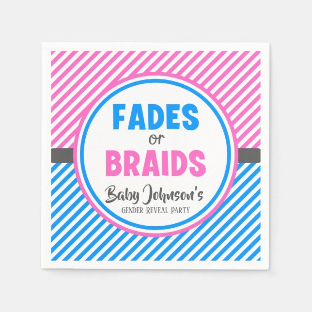 Baby Gender Reveal - Fader eller Braids Pappersservett (Framsidan)