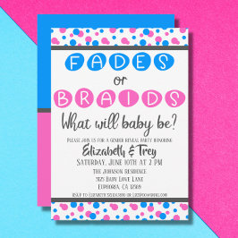 Baby Gender Reveal - Fades eller Braids inbjudan
