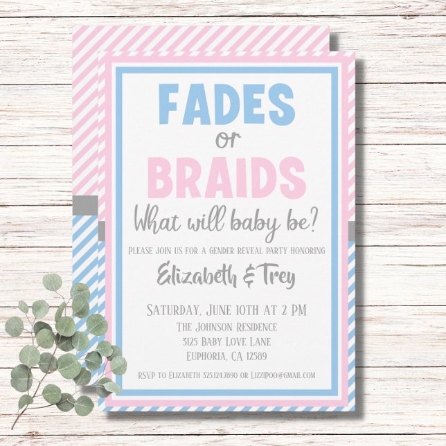 Baby Gender Reveal - Fades eller Braids inbjudan (Skapare uppladdad)