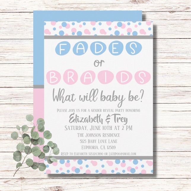 Baby Gender Reveal - Fades eller Braids inbjudan (Skapare uppladdad)