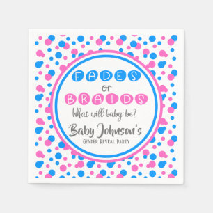 Baby Gender Reveal - Fades eller Braids Napkins Pappersservett