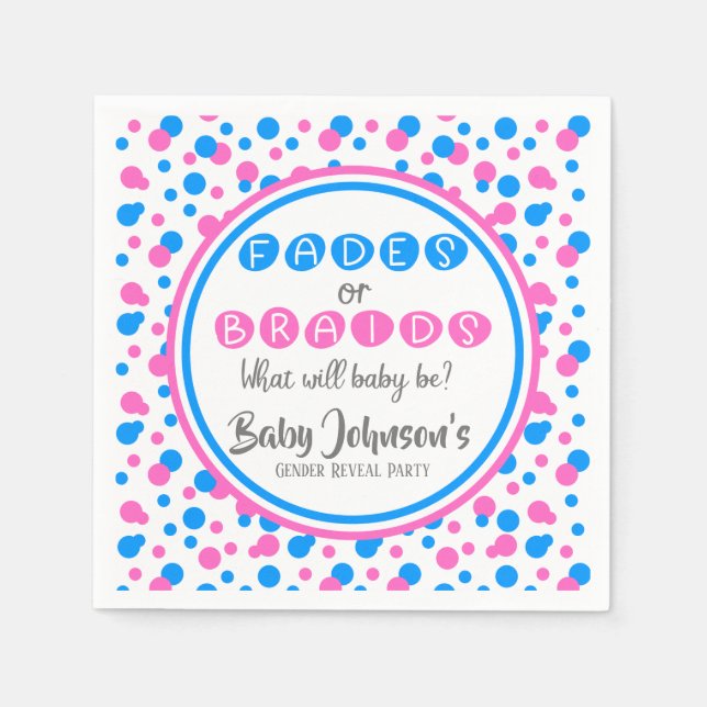 Baby Gender Reveal - Fades eller Braids Napkins Pappersservett (Framsidan)
