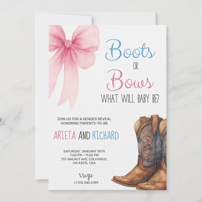 Baby gender reveal Invitation card  Inbjudningar (Framsida)