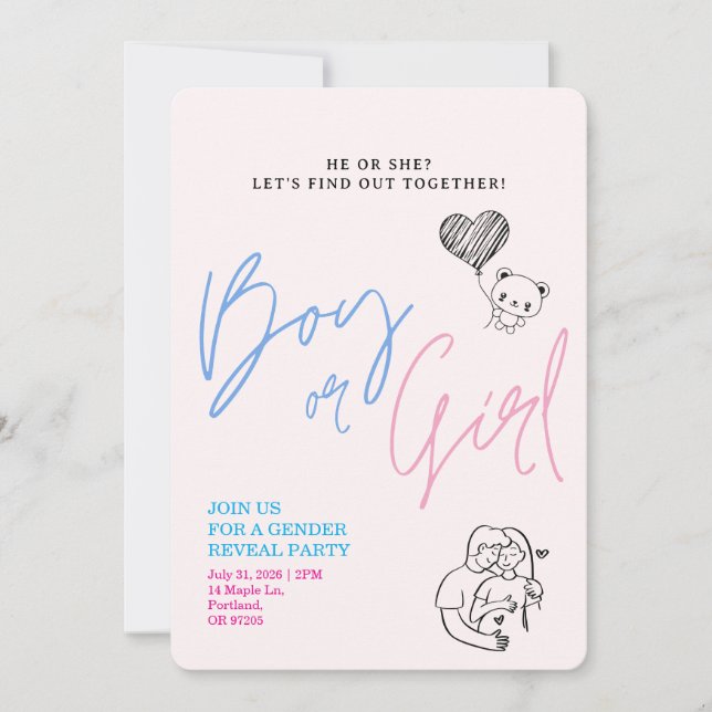 Baby Gender Reveal | Minimalist Invitation (Framsida)