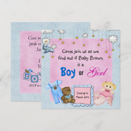 Baby Gender Reveal Party Inbjudningar