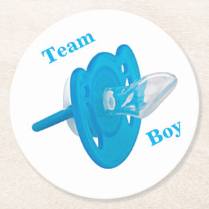 Baby Gender Reveal Party - Team Boy Underlägg Papper Rund