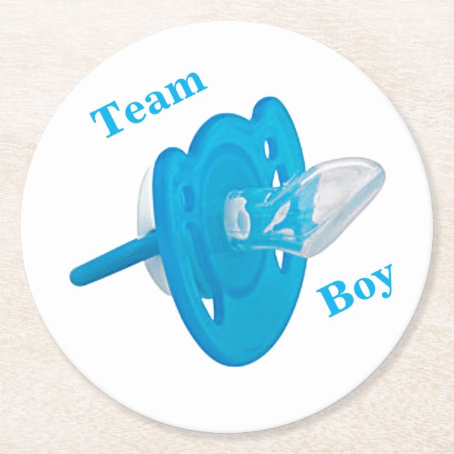 Baby Gender Reveal Party - Team Boy Underlägg Papper Rund (Framsidan)