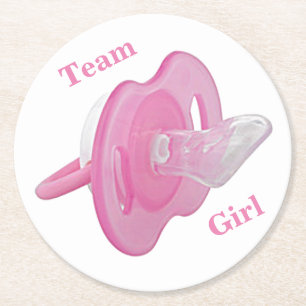 Baby Gender Reveal Party - Team Girl Underlägg Papper Rund