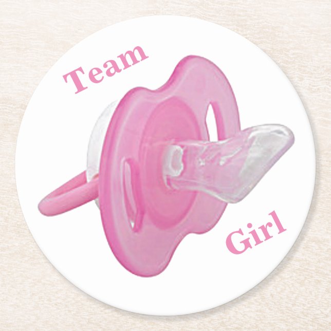 Baby Gender Reveal Party - Team Girl Underlägg Papper Rund (Framsidan)