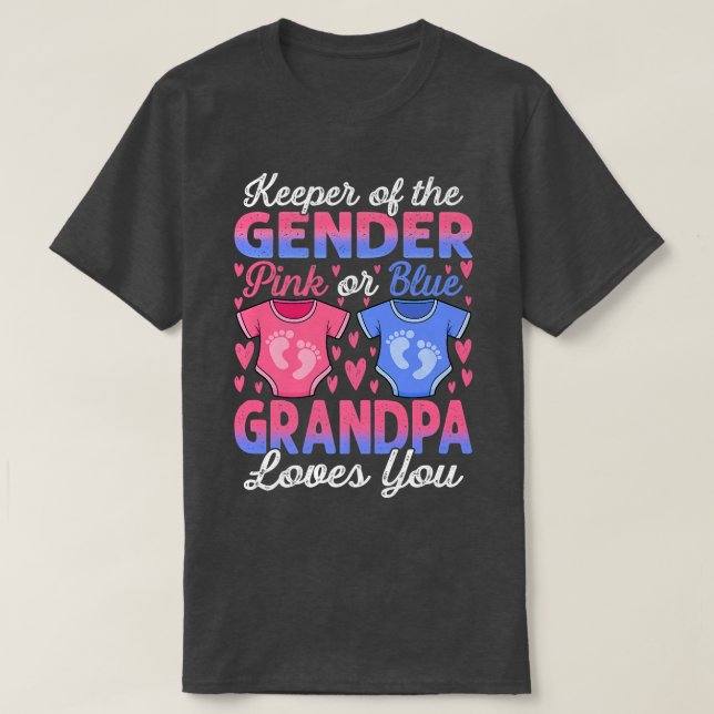 Baby Gender Reveal Shower Pink Or Blue Grandpa Lov T Shirt (Design framsida)