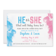 Baby Gender Reveal Smoke Bomb Blue och Rosa Party