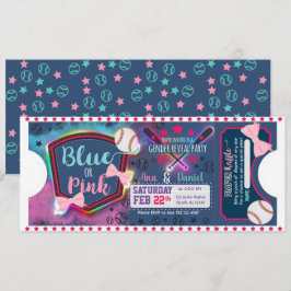 Baby gender-uppvisning - Basebollar eller Bows-inb Inbjudningar