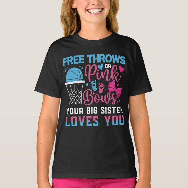 Baby Gender Visa lediga tunnor eller Rosa Bows-sys T Shirt (Framsida)