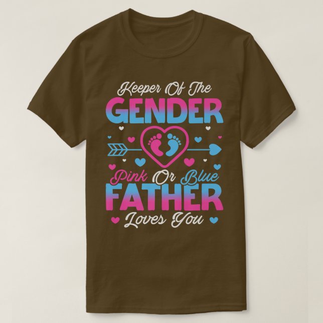 Baby Gender Visa Rosa eller Blå Far Kärlek T Shirt (Design framsida)