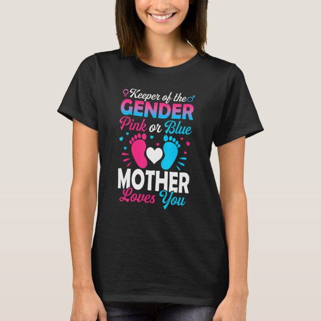 Baby Gender Visa Rosa eller Blå Mor Kärlek T Shirt (Framsida)