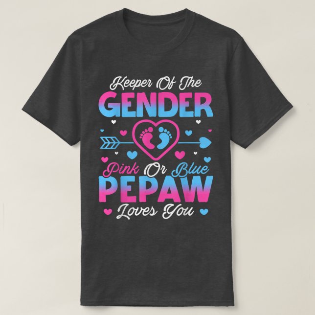 Baby Gender Visa Rosa eller Blå pepaw Kärlek T Shirt (Design framsida)