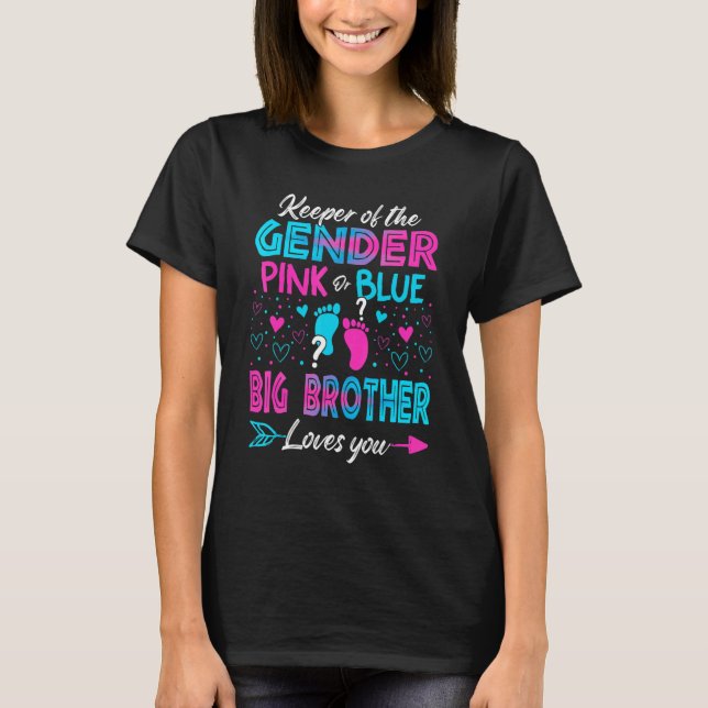 Baby Gender: Visa Rosa eller Blå storebror T Shirt (Framsida)