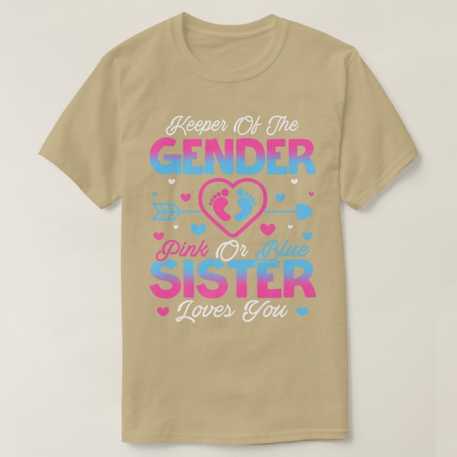 Baby Gender: Visa Rosa eller Blå syster Kärlek T Shirt (Design framsida)