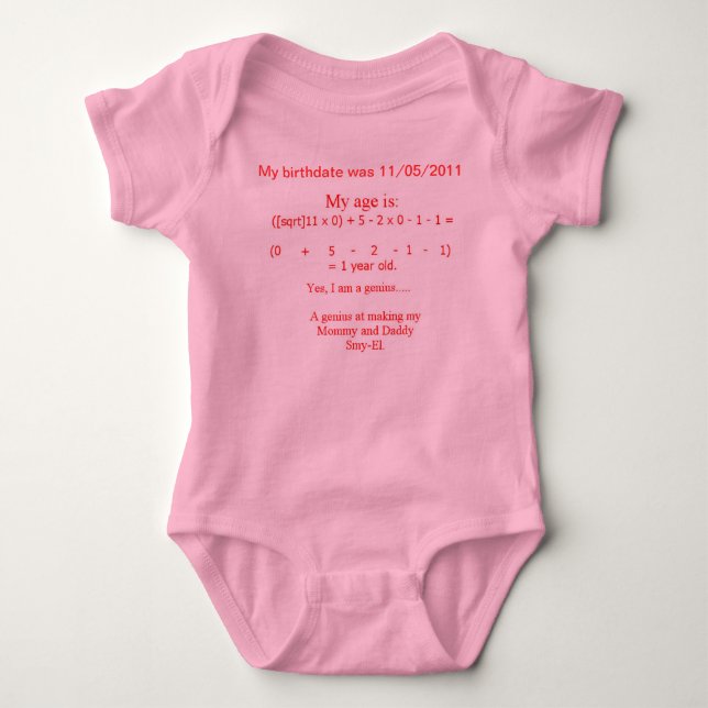 BABY GENIUS ONESY TEE SHIRT (Framsida)