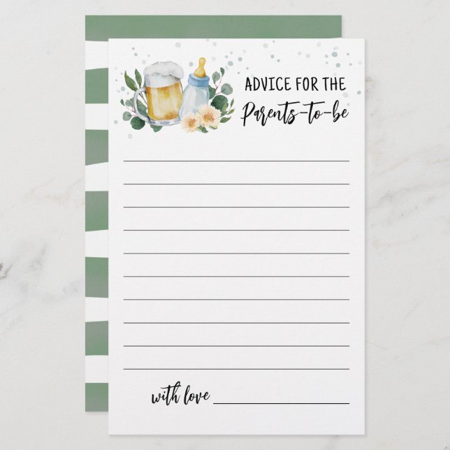 Baby ger föräldrarna råd om att bli ett kort (Fram/baksida)