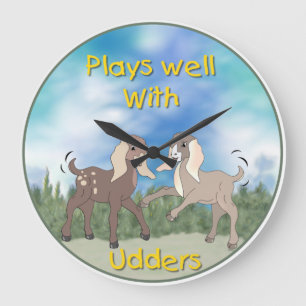 Baby-getter spelar bra med Udders Wall Clock Stor Klocka