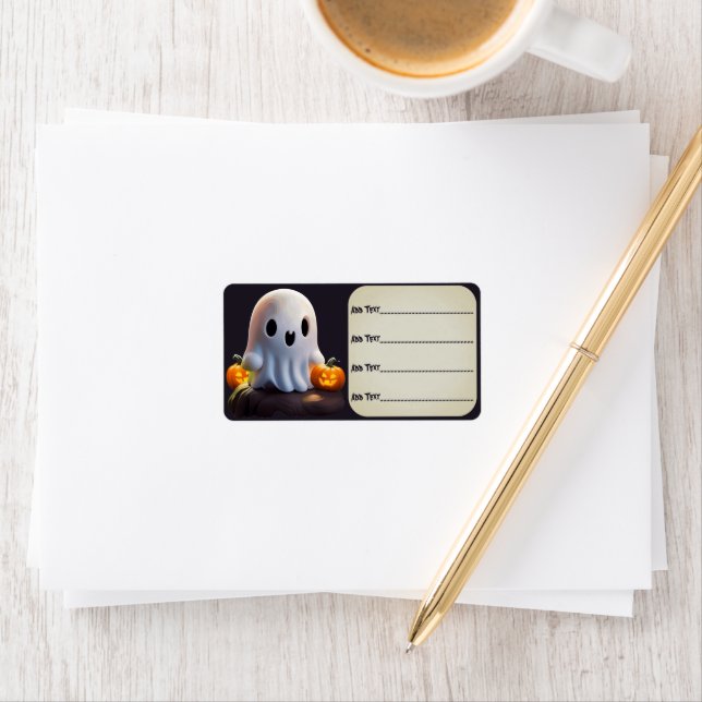 Baby Ghost Creepy Cute Halloween-tecken Adressetikett (Insitu)