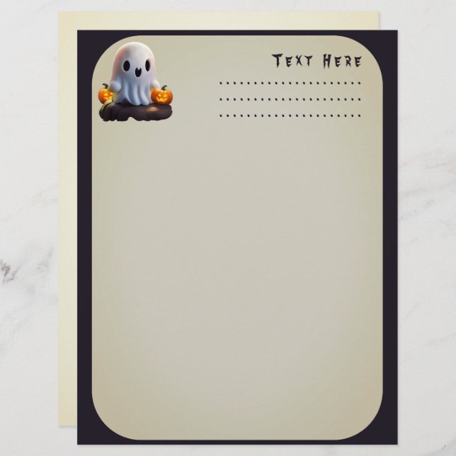 Baby Ghost Creepy Cute Halloween-tecken Brevhuvud (Fram/baksida)