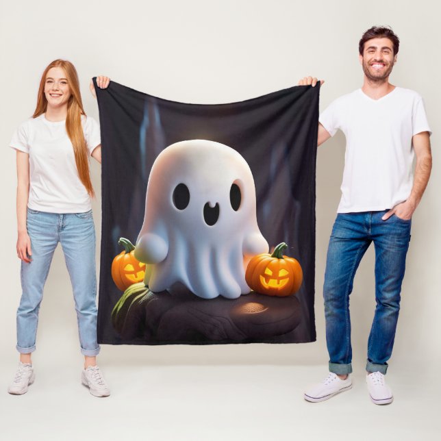 Baby Ghost Creepy Cute Halloween-tecken Fleecefilt (På plats)