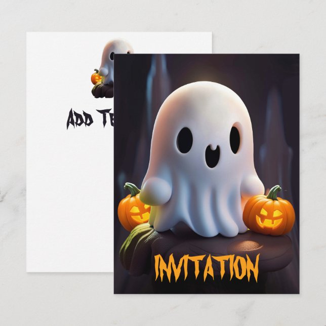 Baby Ghost Creepy Cute Halloween-tecken Inbjudningar (Fram/baksida)