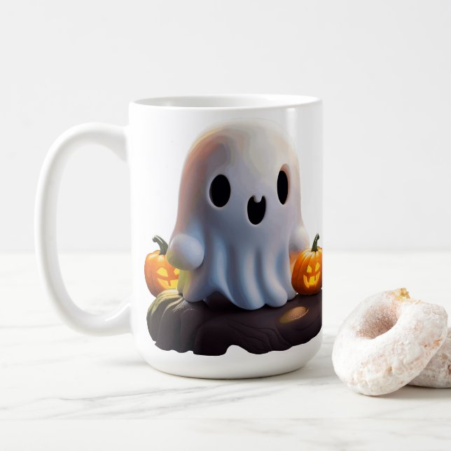 Baby Ghost Creepy Cute Halloween-tecken Kaffemugg (Med munk)