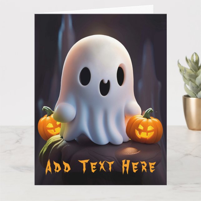 Baby Ghost Creepy Cute Halloween-tecken Kort (Liten växt)