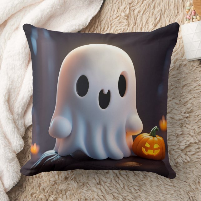 Baby Ghost Creepy Cute Halloween-tecken Kudde (Filt)