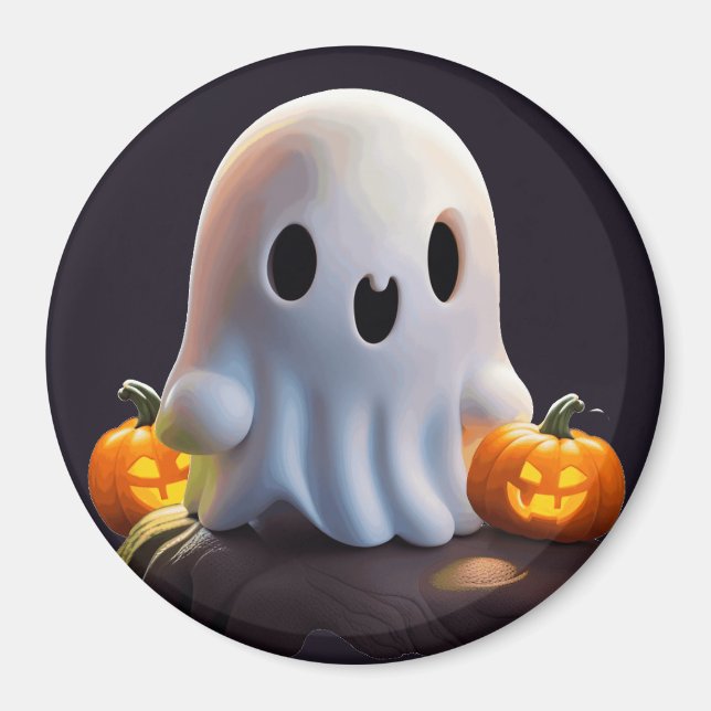 Baby Ghost Creepy Cute Halloween-tecken Magnet (Framsidan)